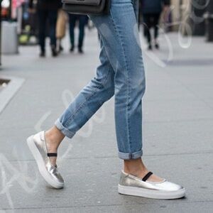 Seychelles Moon Child Silver Metallic Platform Loafer Sneakers Size 10 NWB